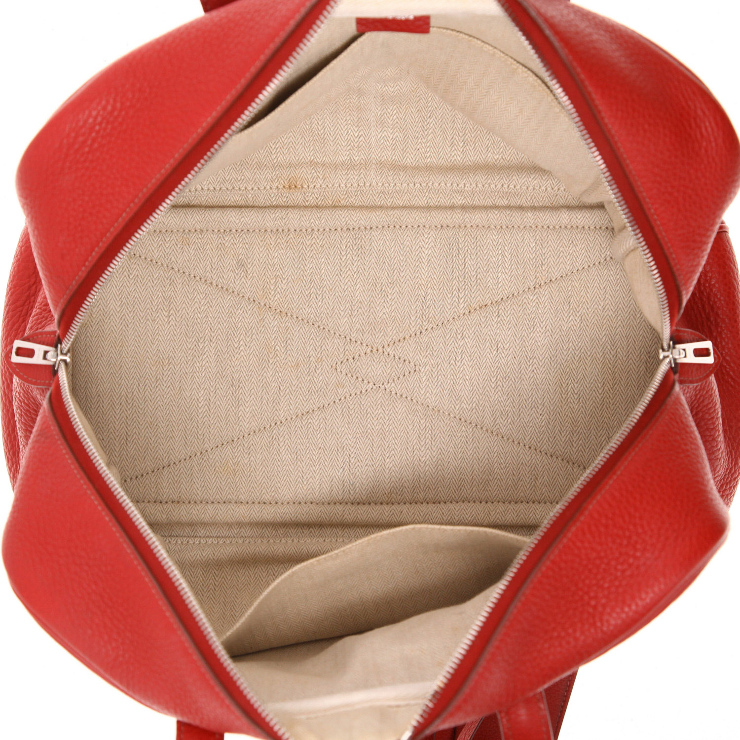 Bolso de mano Hermès  Victoria en cuero togo rojo - Detail D3