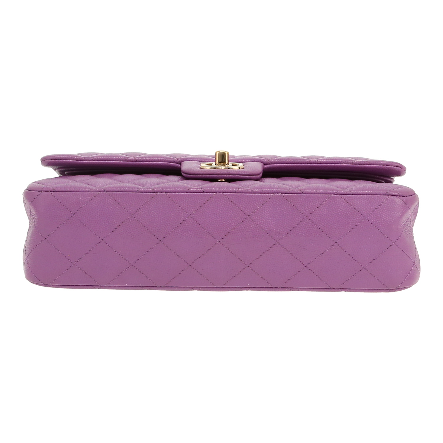 Borsa Chanel  Timeless Classic in pelle martellata e trapuntata viola - Detail D1