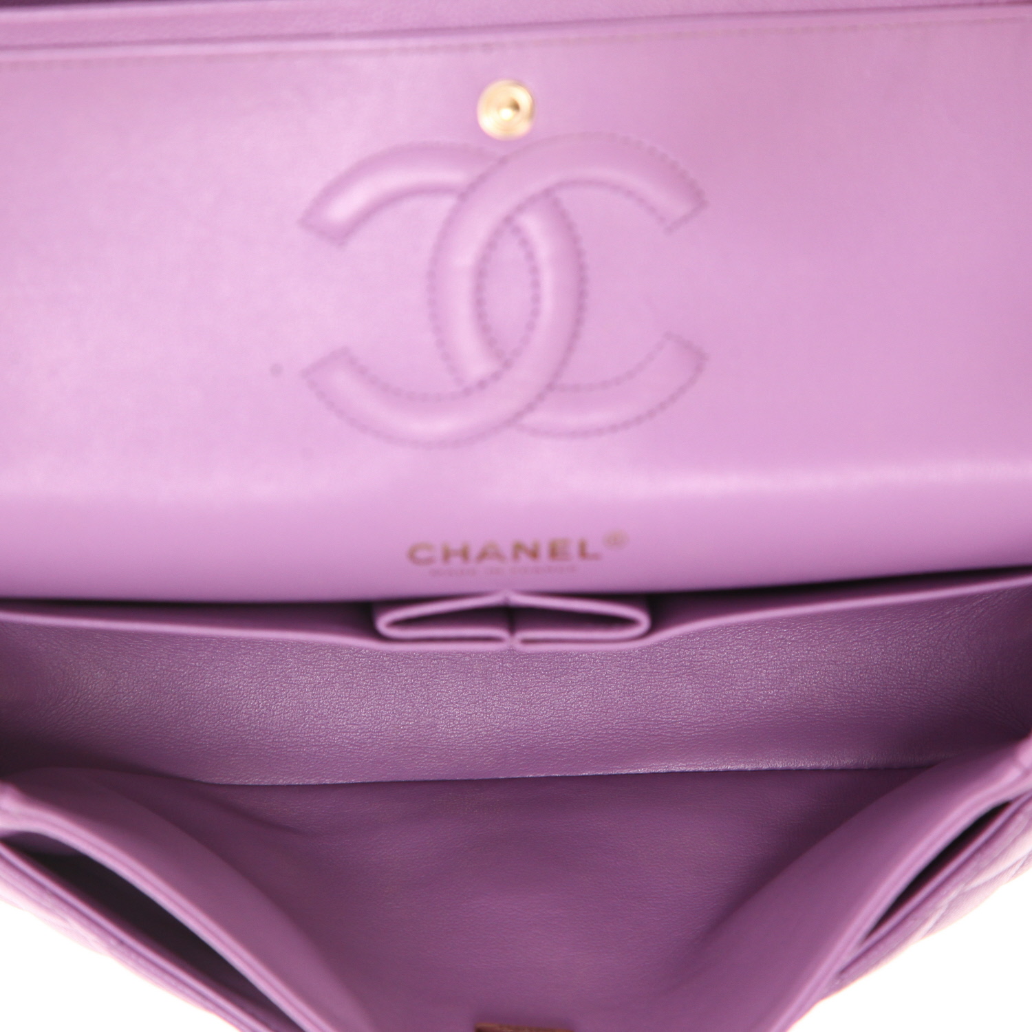 Borsa Chanel  Timeless Classic in pelle martellata e trapuntata viola - Detail D3