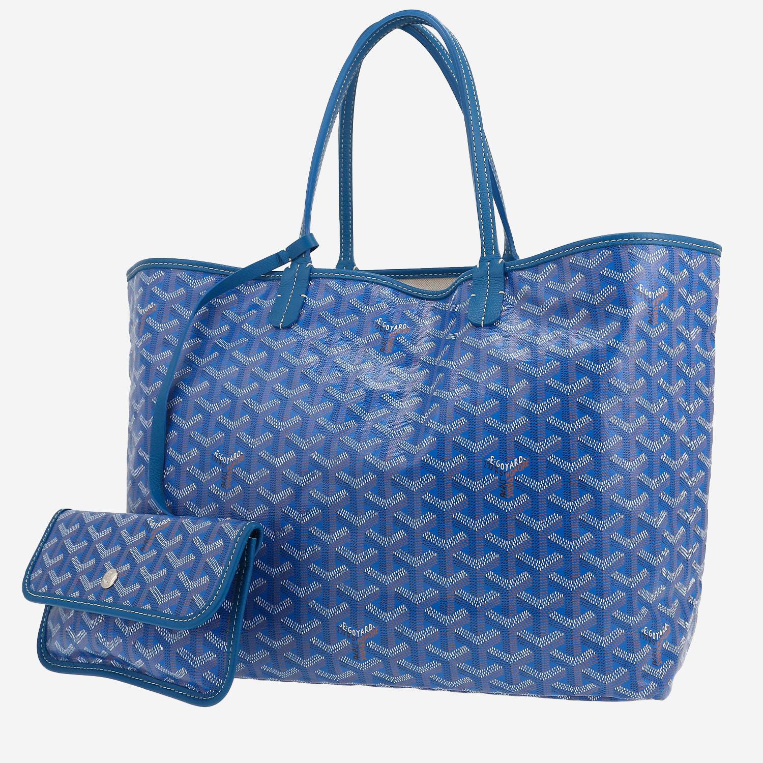 Goyard  Saint-Louis shopping bag  in blue Goyard canvas  and blue leather