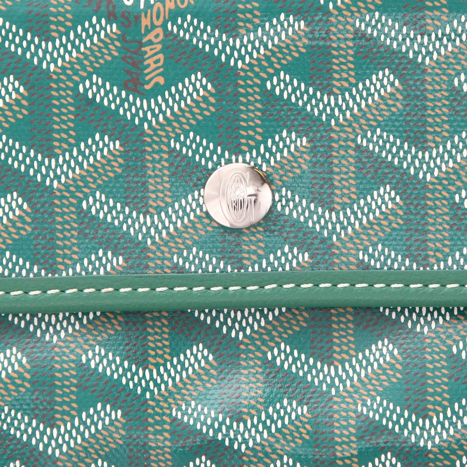 Sac cabas Goyard  Saint-Louis en toile Goyardine verte et cuir vert - Detail D2