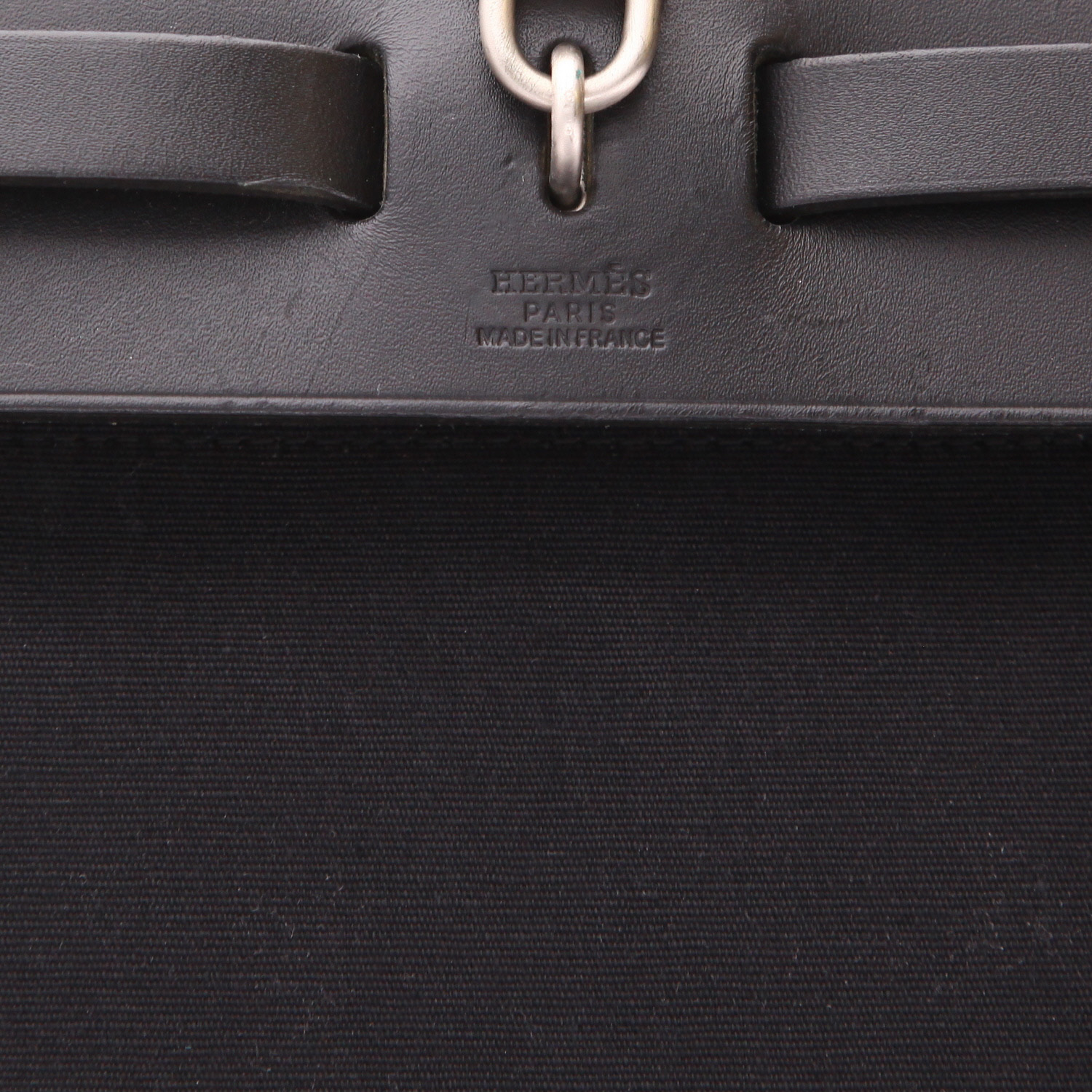 Bolso Hermès Herbag de lona negra y piel negra - Detail D2