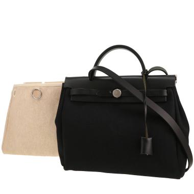 Sac à main Hermès  Herbag en toile noire et cuir noir