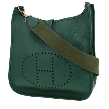 Borsa a tracolla Hermès Evelyne da 33 cm in pelle Ardenne verde