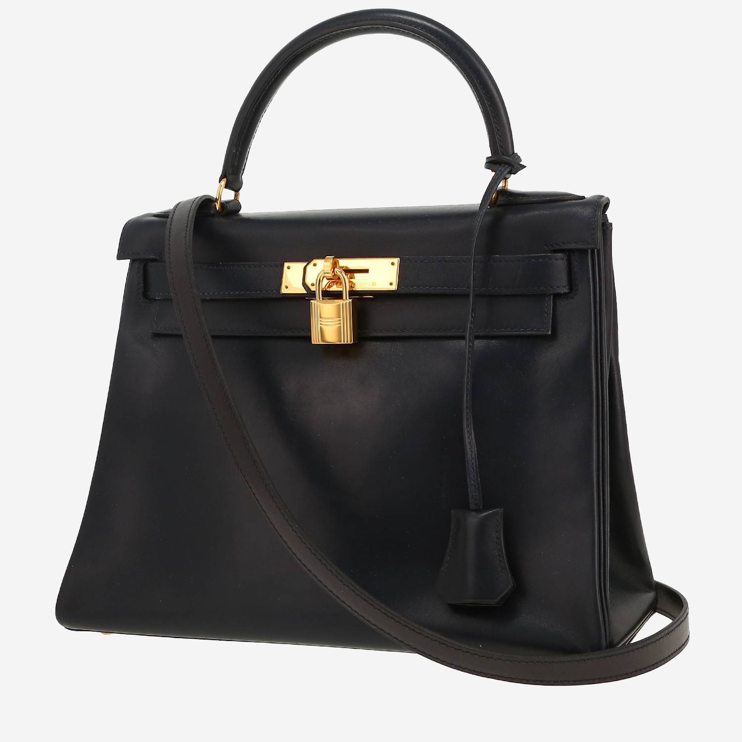 Hermès  Kelly 28 cm handbag  in navy blue box leather