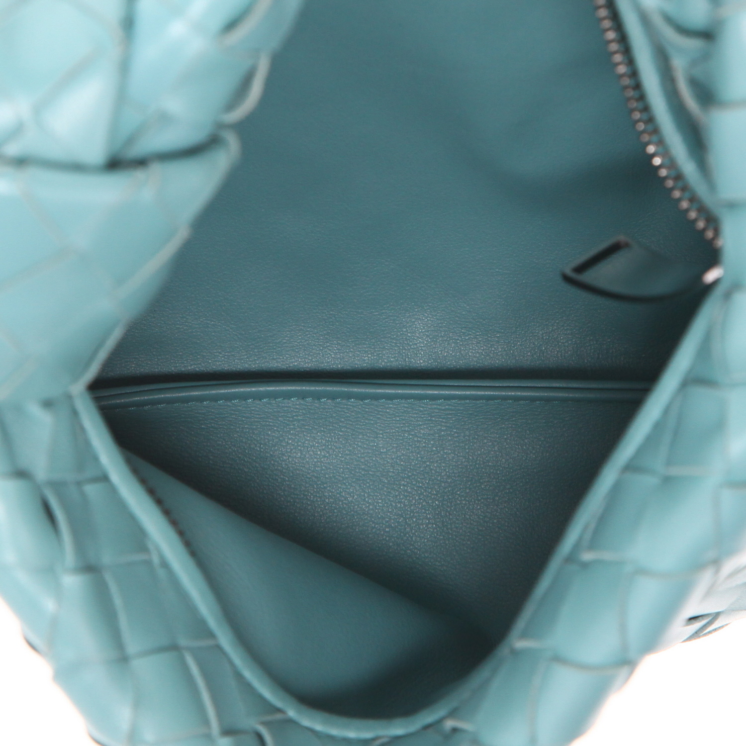 Borsa Bottega Veneta  Mini Jodie in pelle intrecciata blu - Detail D3