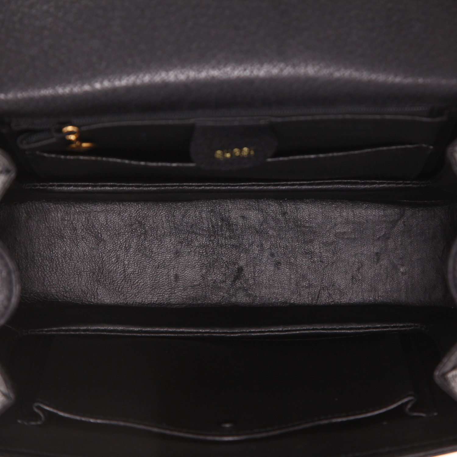 Sac à main Gucci  Bamboo en cuir grainé noir et bambou - Detail D3