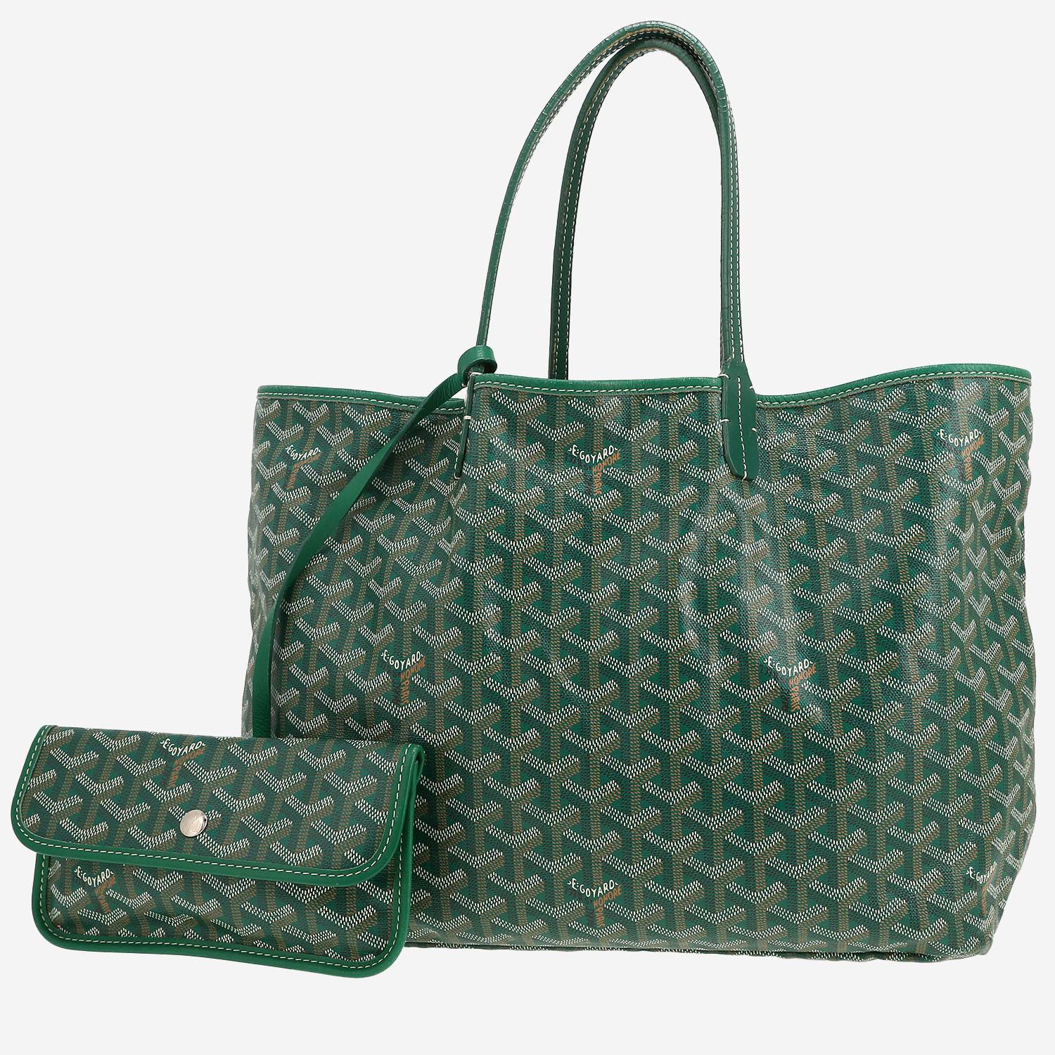 Sac cabas Goyard  Saint-Louis en toile Goyardine verte et cuir vert