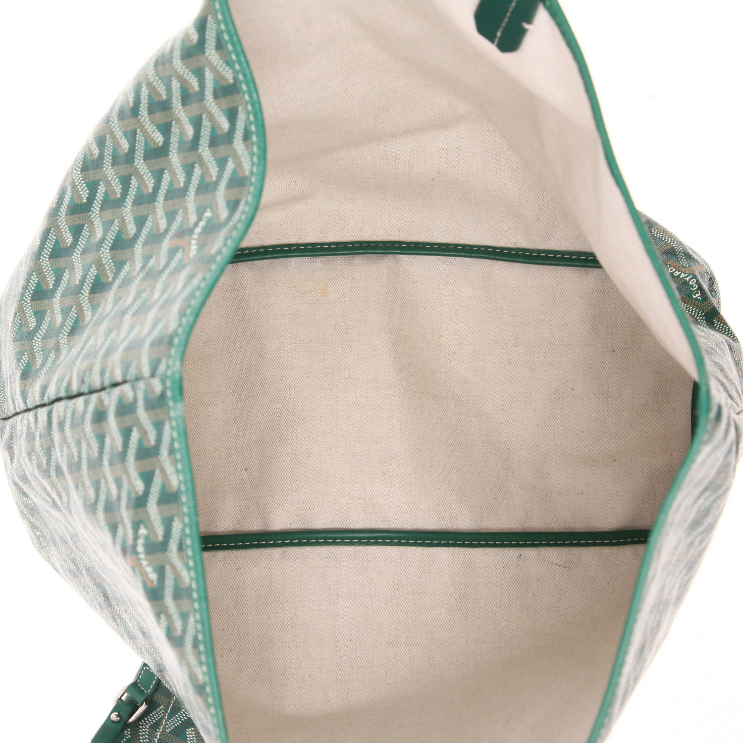 Sac cabas Goyard  Saint-Louis en toile Goyardine verte et cuir vert - Detail D3