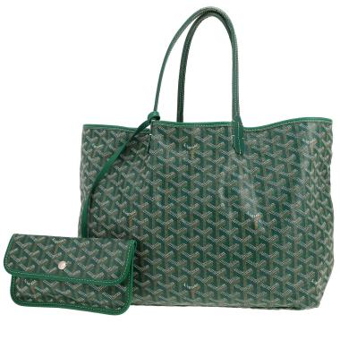 Goyard  Saint-Louis shopping bag  in green Goyard canvas  and green leather
