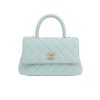 Borsa a tracolla Chanel  Coco Handle in pelle martellata e trapuntata blu - 360 thumbnail