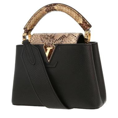Sac bandoulière Louis Vuitton  Capucines Mini en cuir grainé noir et imitation python