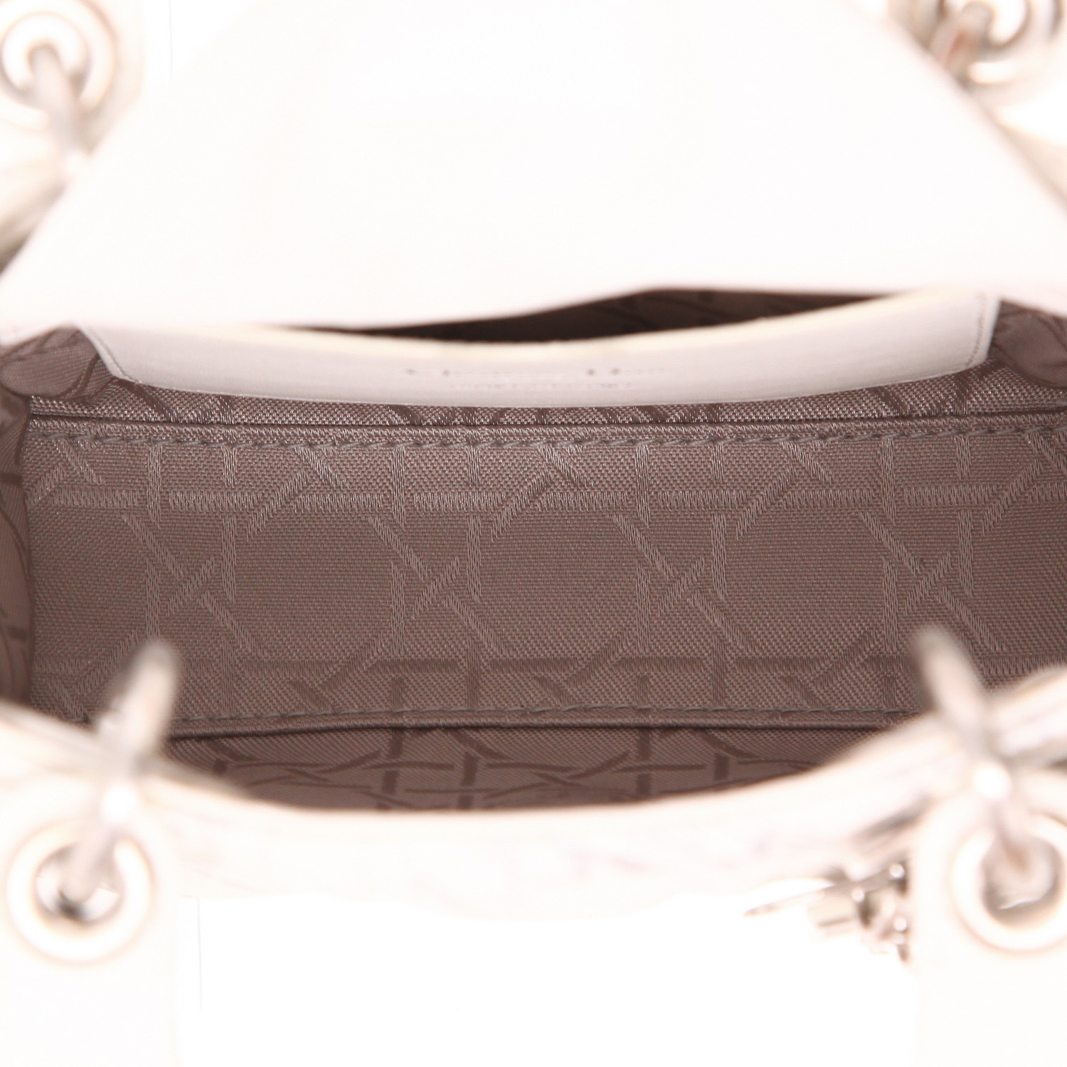 Borsa a tracolla Dior  Lady Dior mini  in pelle bicolore bianca e argento - Detail D3