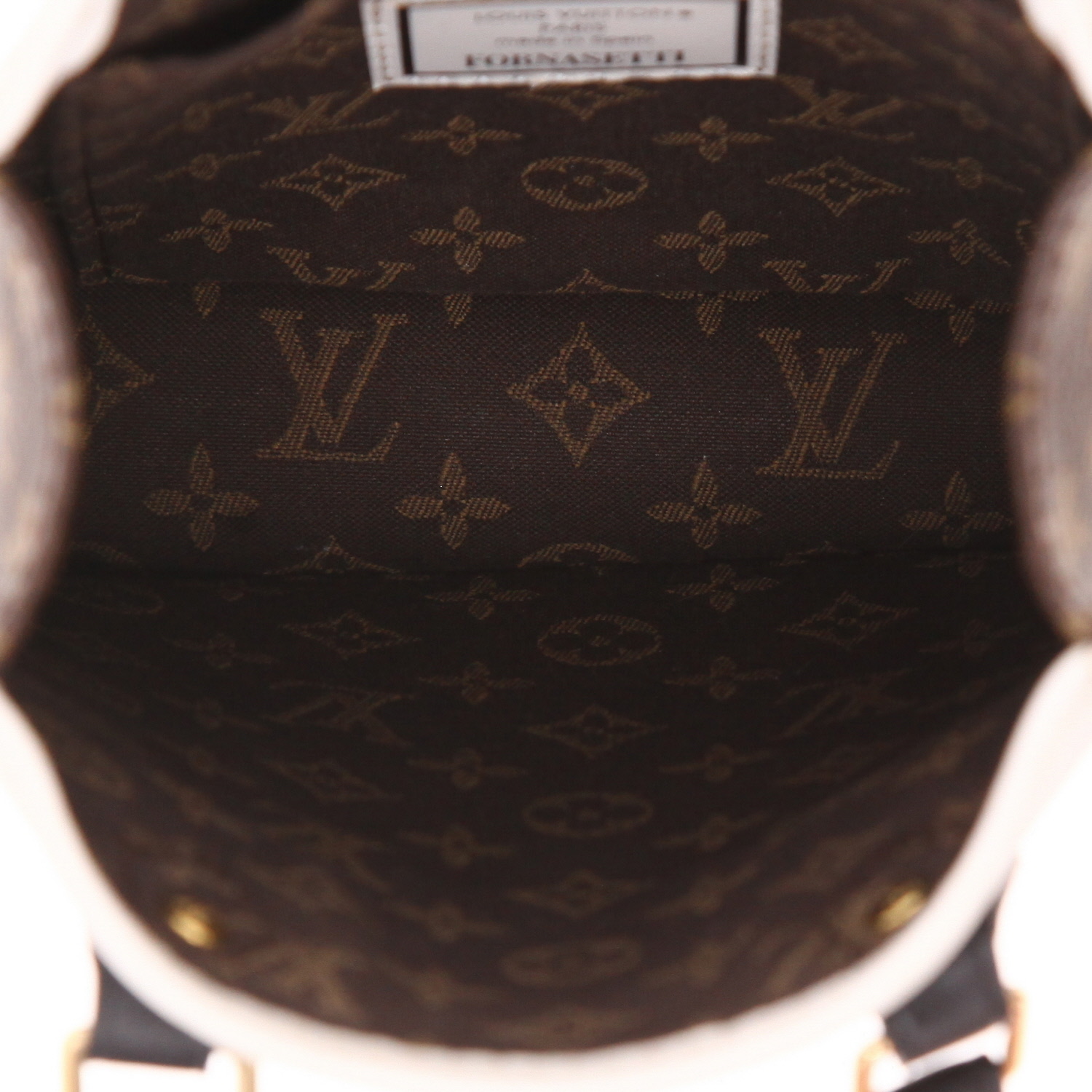Sac à main Louis Vuitton  Sac Plat mini  en toile monogram enduite marron et cuir noir - Detail D3