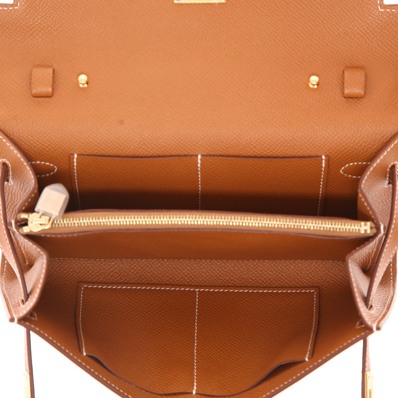 Bolso bandolera Hermès Kelly To Go en cuero epsom color oro - Detail D3