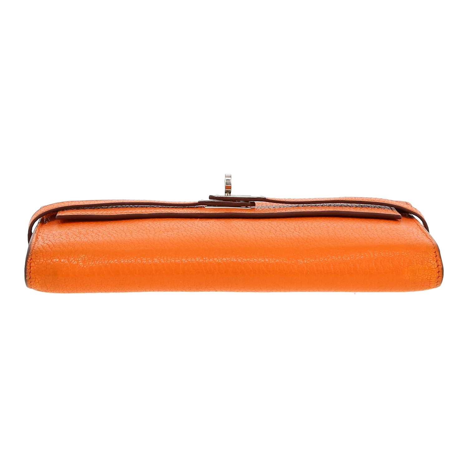 Hermès  Kelly wallet wallet  in orange Mysore leather - Detail D1
