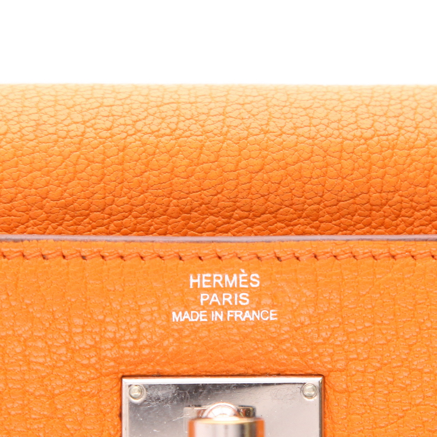 Billetera Hermès  Kelly wallet en cuero Mysore naranja - Detail D2