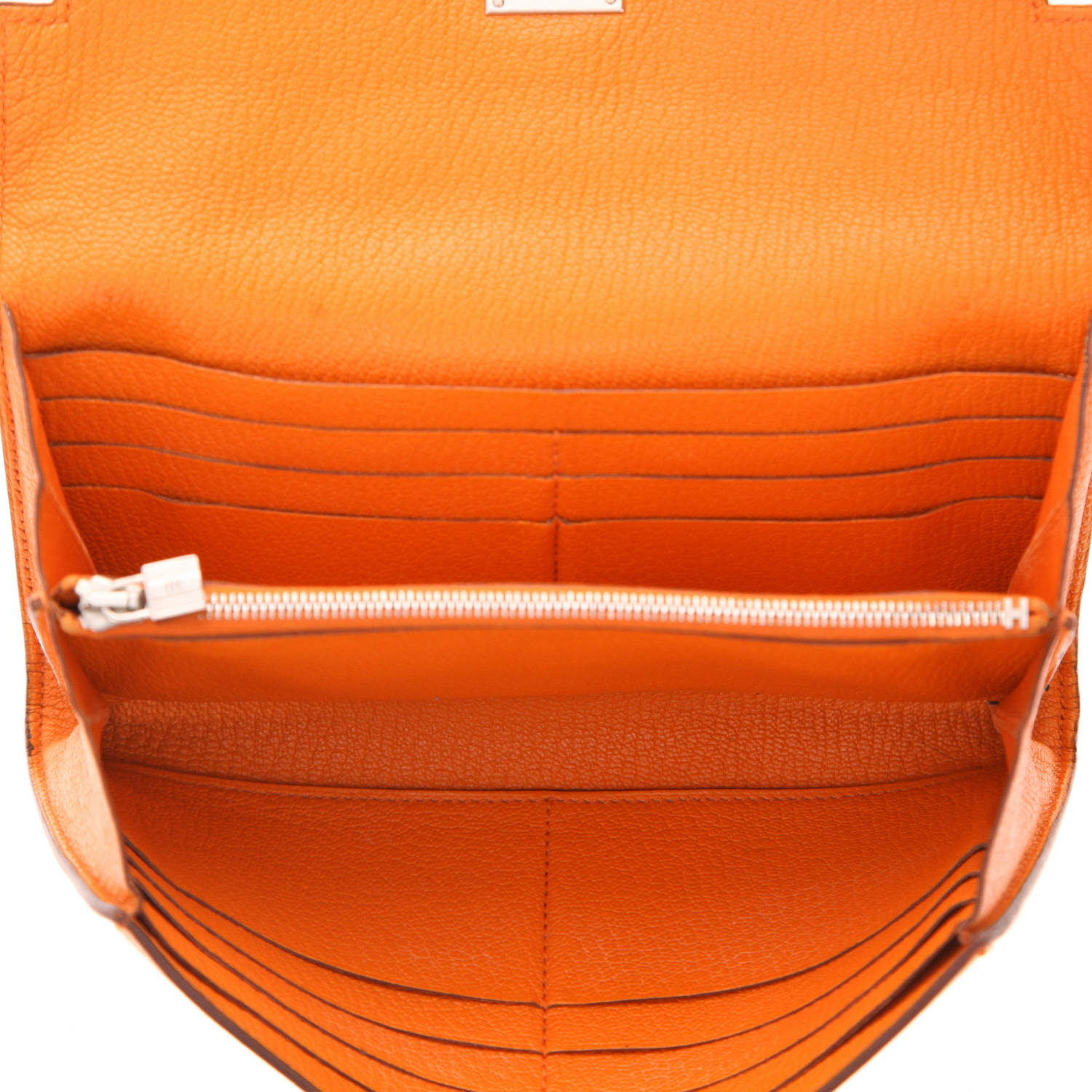 Billetera Hermès  Kelly wallet en cuero Mysore naranja - Detail D3
