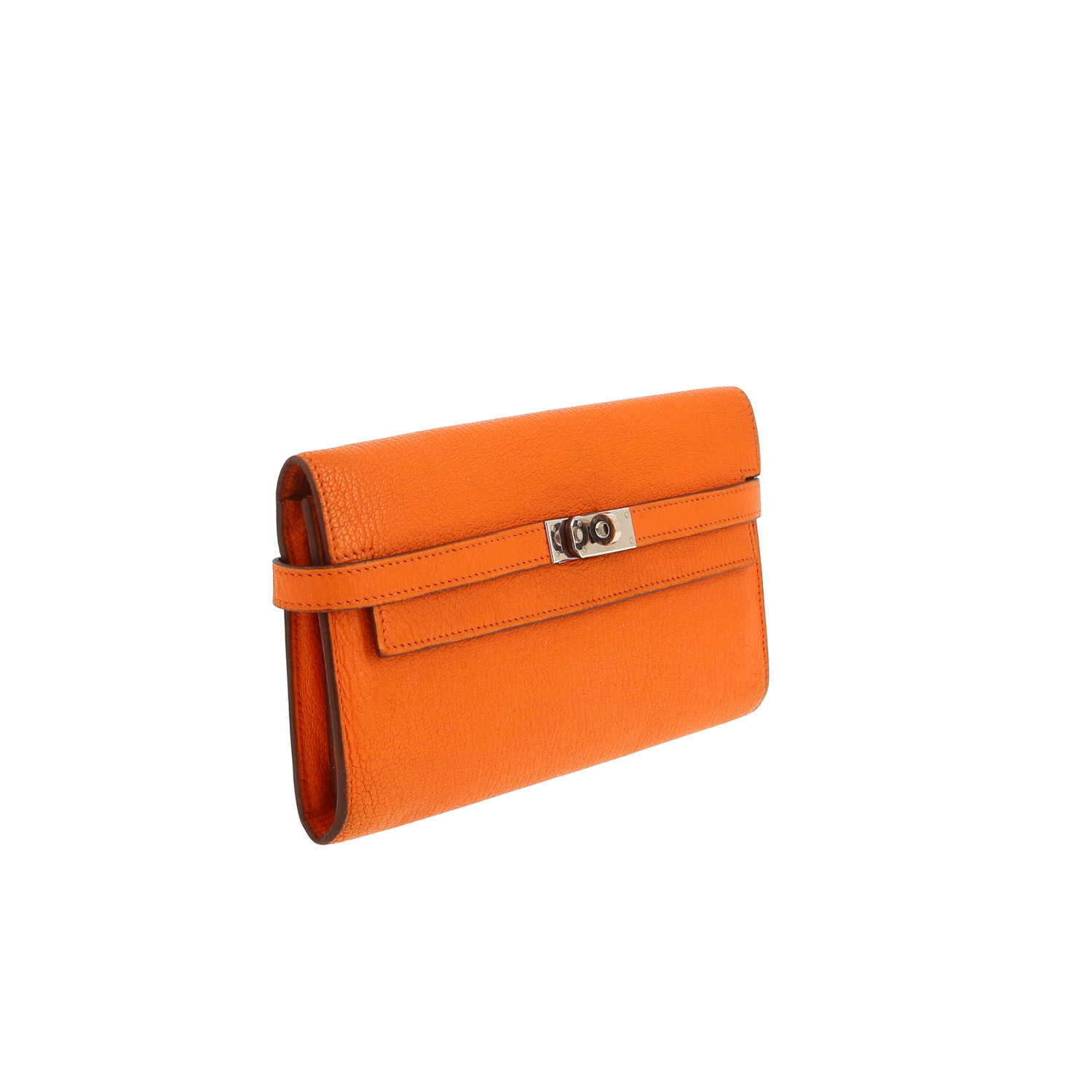 Portefeuille Hermès  Kelly wallet en cuir Mysore orange - Detail D5