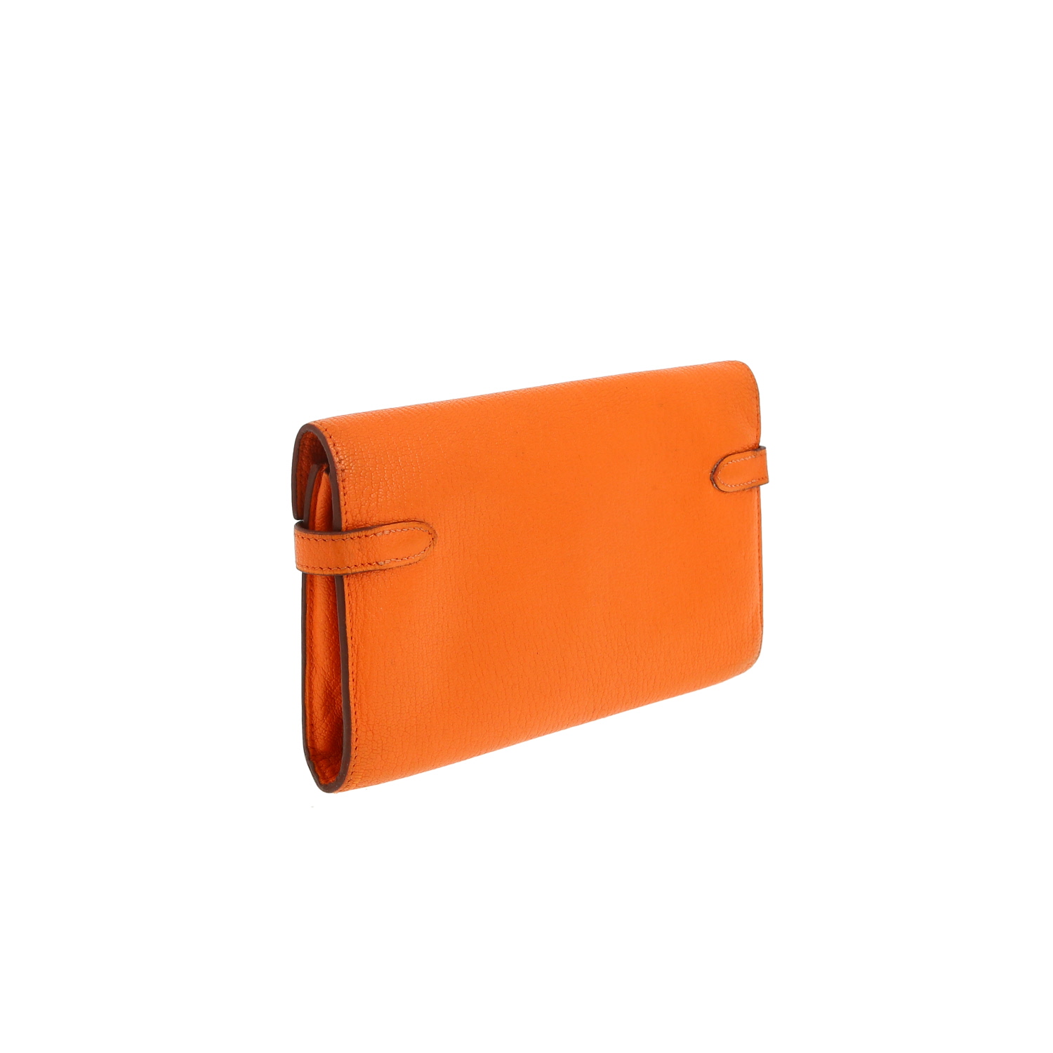 Portefeuille Hermès  Kelly wallet en cuir Mysore orange - Detail D8