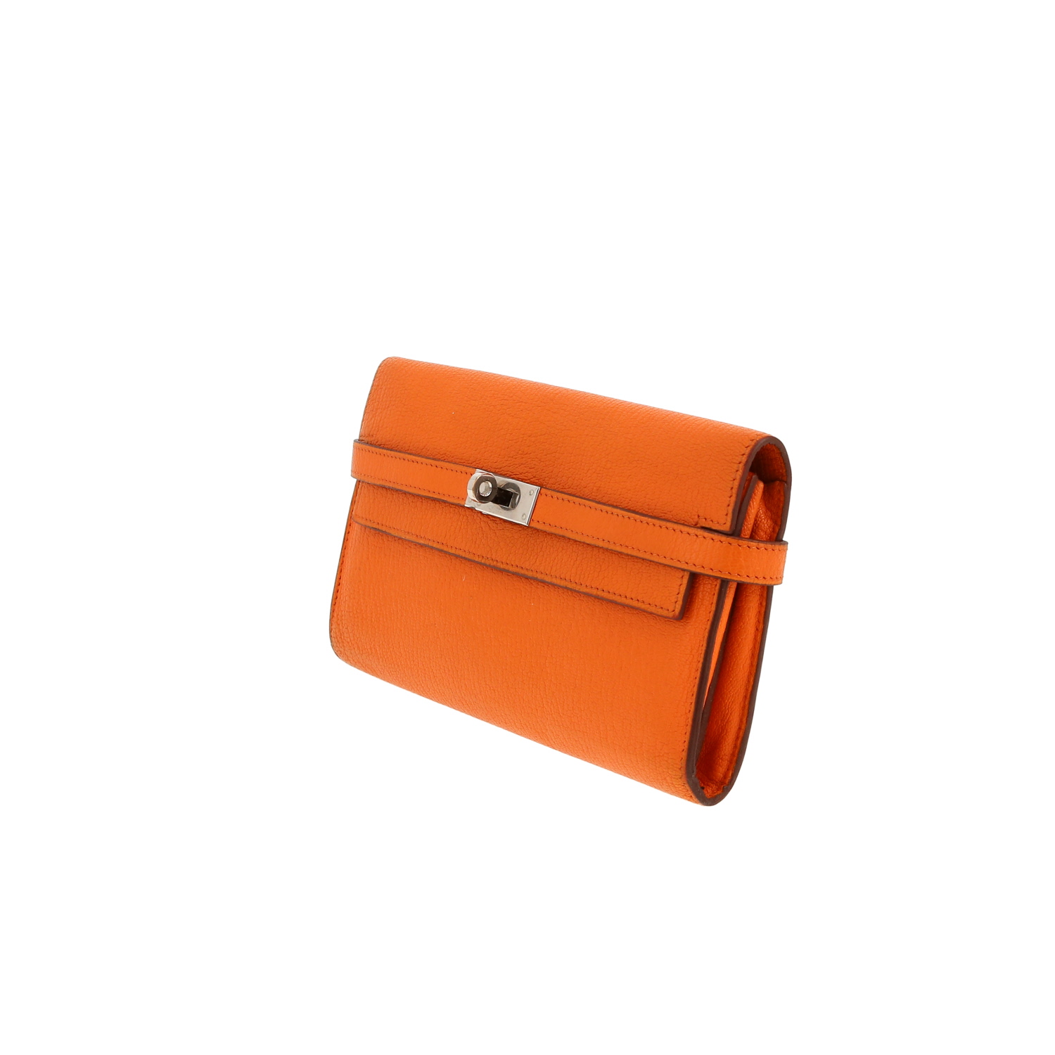 Portefeuille Hermès  Kelly wallet en cuir Mysore orange - Detail D9