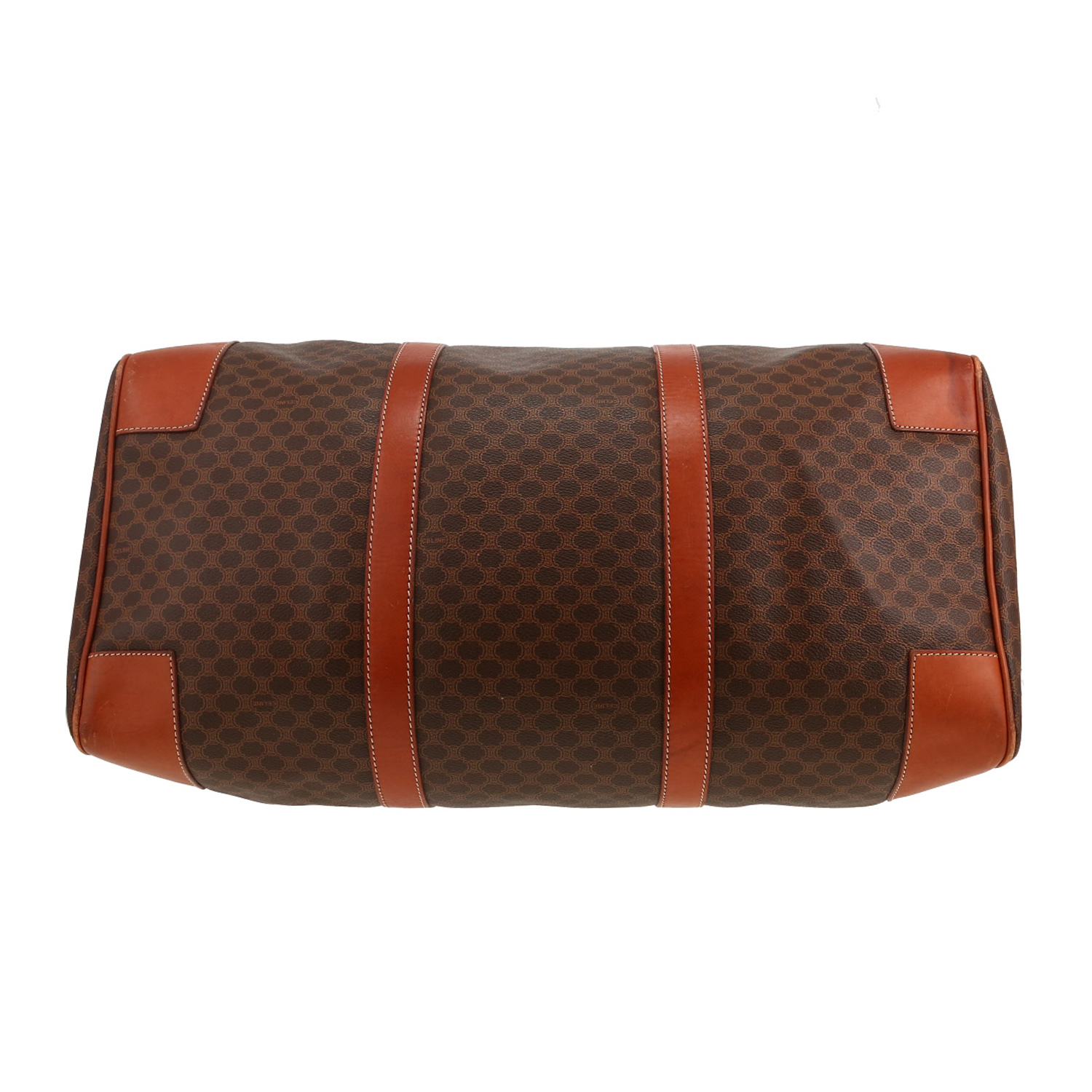 Bolsa de viaje Celine   en tejido "Triomphe" marrón y cuero marrón - Detail D1