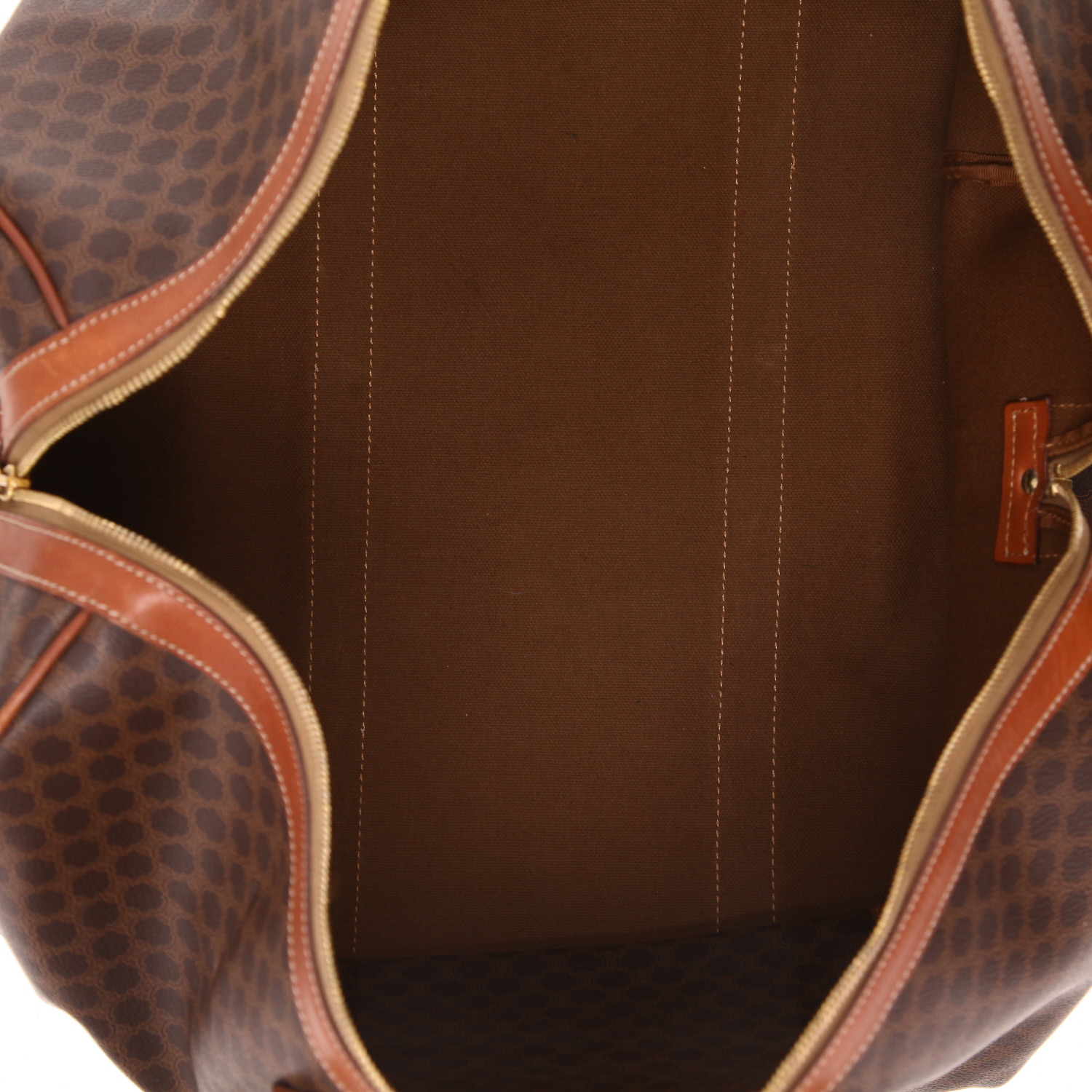 Bolsa de viaje Celine   en tejido "Triomphe" marrón y cuero marrón - Detail D3