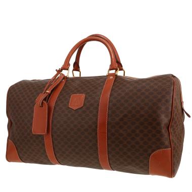 Borsa da viaggio Celine   in tela "Triomphe" marrone e pelle marrone
