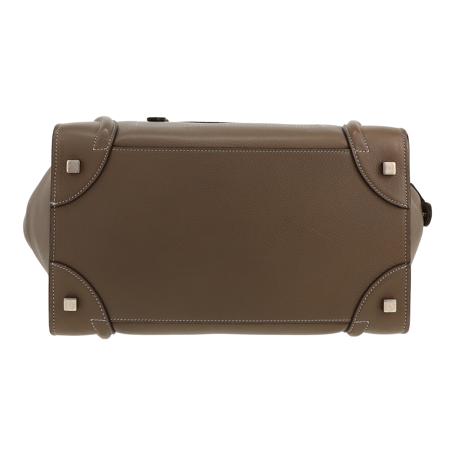 Celine  Luggage Mini medium model  handbag  in taupe grained leather - Detail D1
