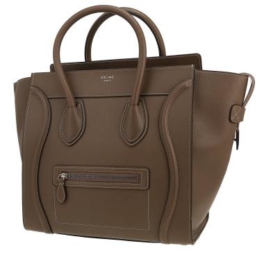 Borsa Celine  Luggage Mini modello medio  in pelle martellata color talpa