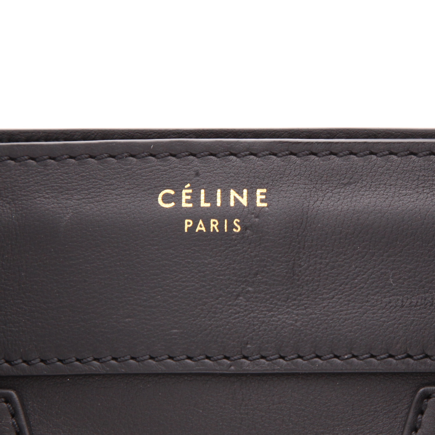 Bolso de mano Celine  Luggage modelo mediano  en cuero negro - Detail D2