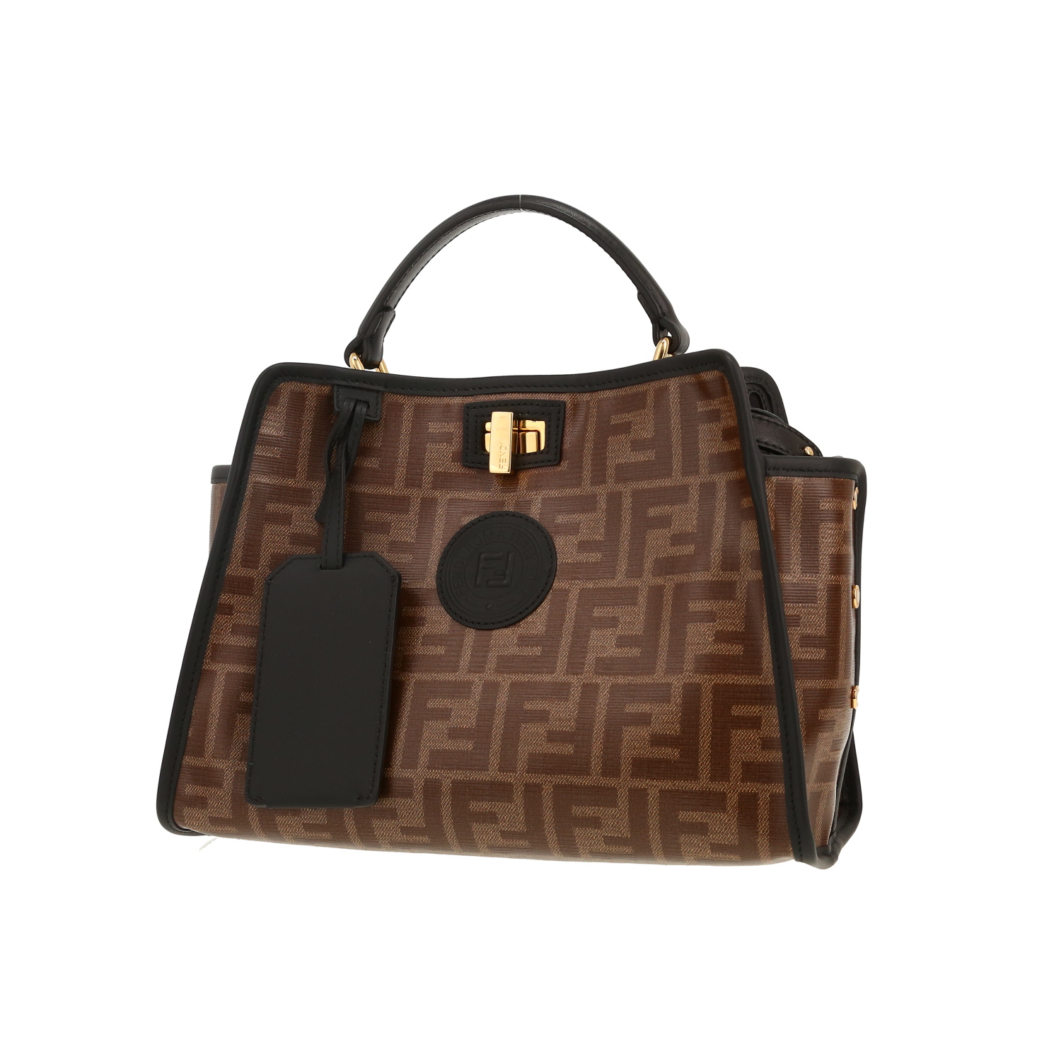 Borsa a tracolla Fendi  Mini Peekaboo in pelle nera - Detail D4