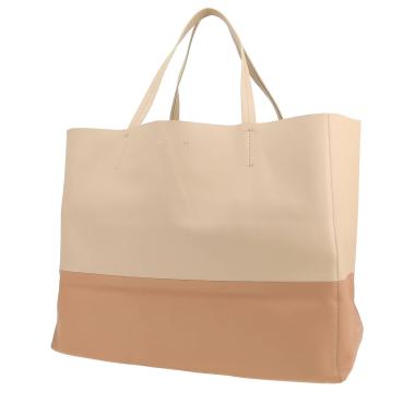 Celine  Horizontal large  shopping bag  in beige and pink bicolor  leather