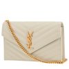Borsa a tracolla Saint Laurent  Cassandre in pelle trapuntata a zigzag bianca - 00pp thumbnail