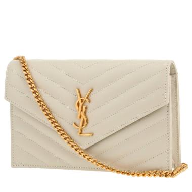 Saint Laurent  Cassandre shoulder bag  in white chevron quilted leather