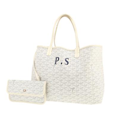 Sac cabas Goyard  Saint-Louis en toile Goyardine blanche et cuir blanc