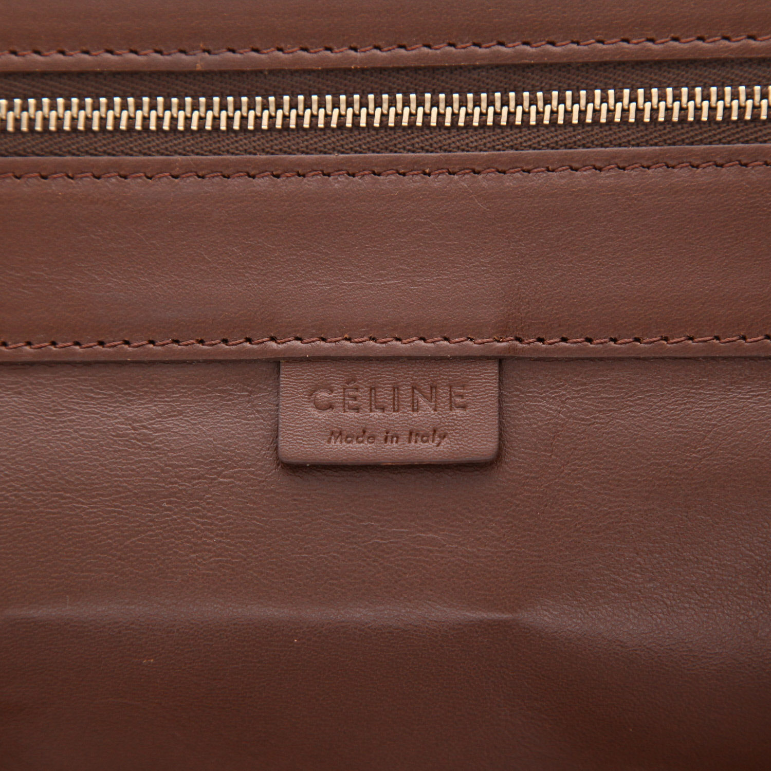 Bolso Cabás Celine  Horizontal en cuero marrón - Detail D2