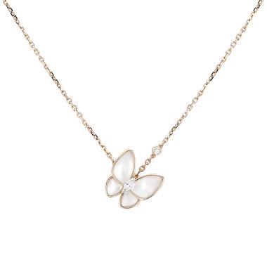 Collana Van Cleef & Arpels Deux Papillons in oro rosa, madreperla e diamanti