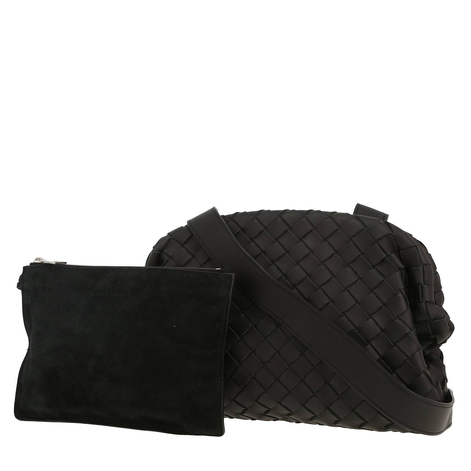 Borsa a tracolla Bottega Veneta  Pouch in pelle intrecciata nera