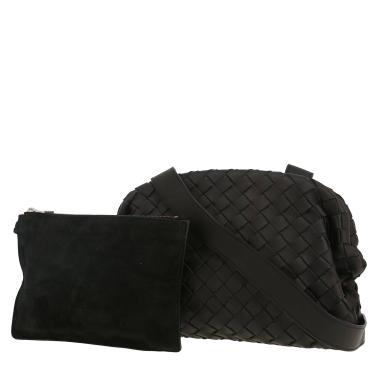 Borsa a tracolla Bottega Veneta  Pouch in pelle intrecciata nera