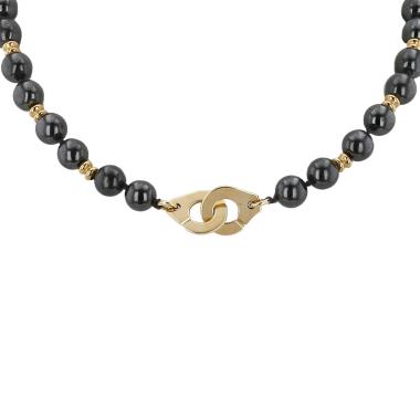 Collier Dinh Van Menottes R15 en or jaune et hématite