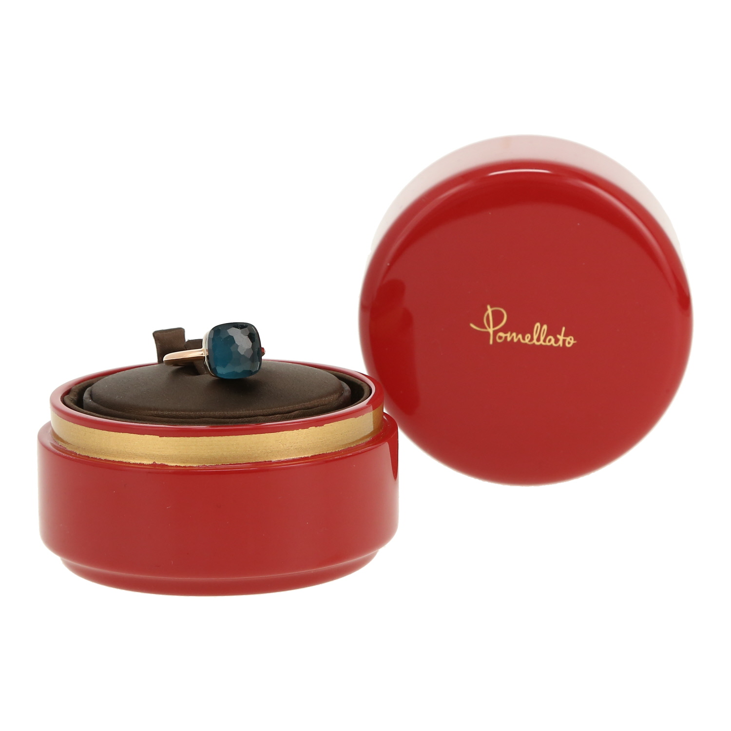 Pomellato Nudo Maxi ring in pink gold, white gold and topaz - Detail D2