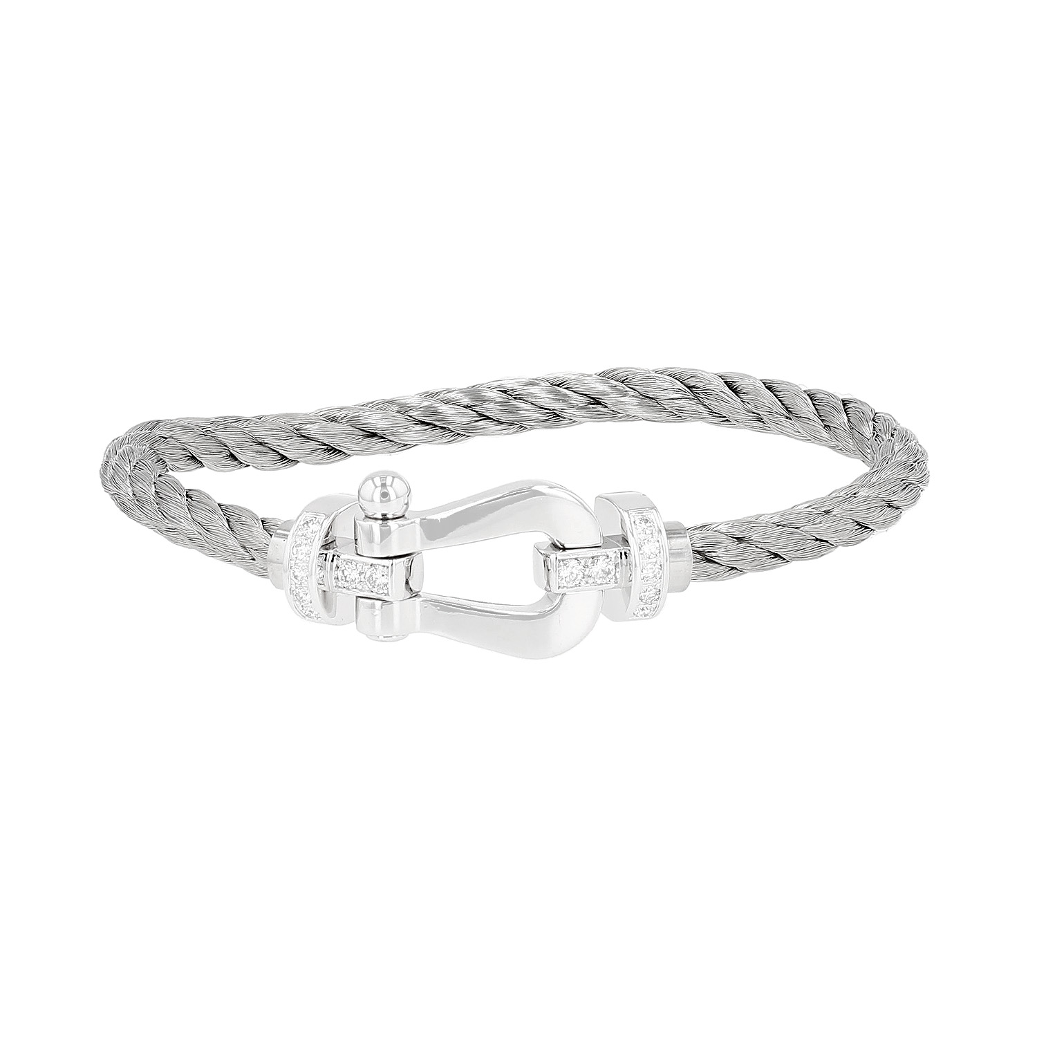 Fred Force 10 large model bracelet in white gold and diamonds - Detail D1