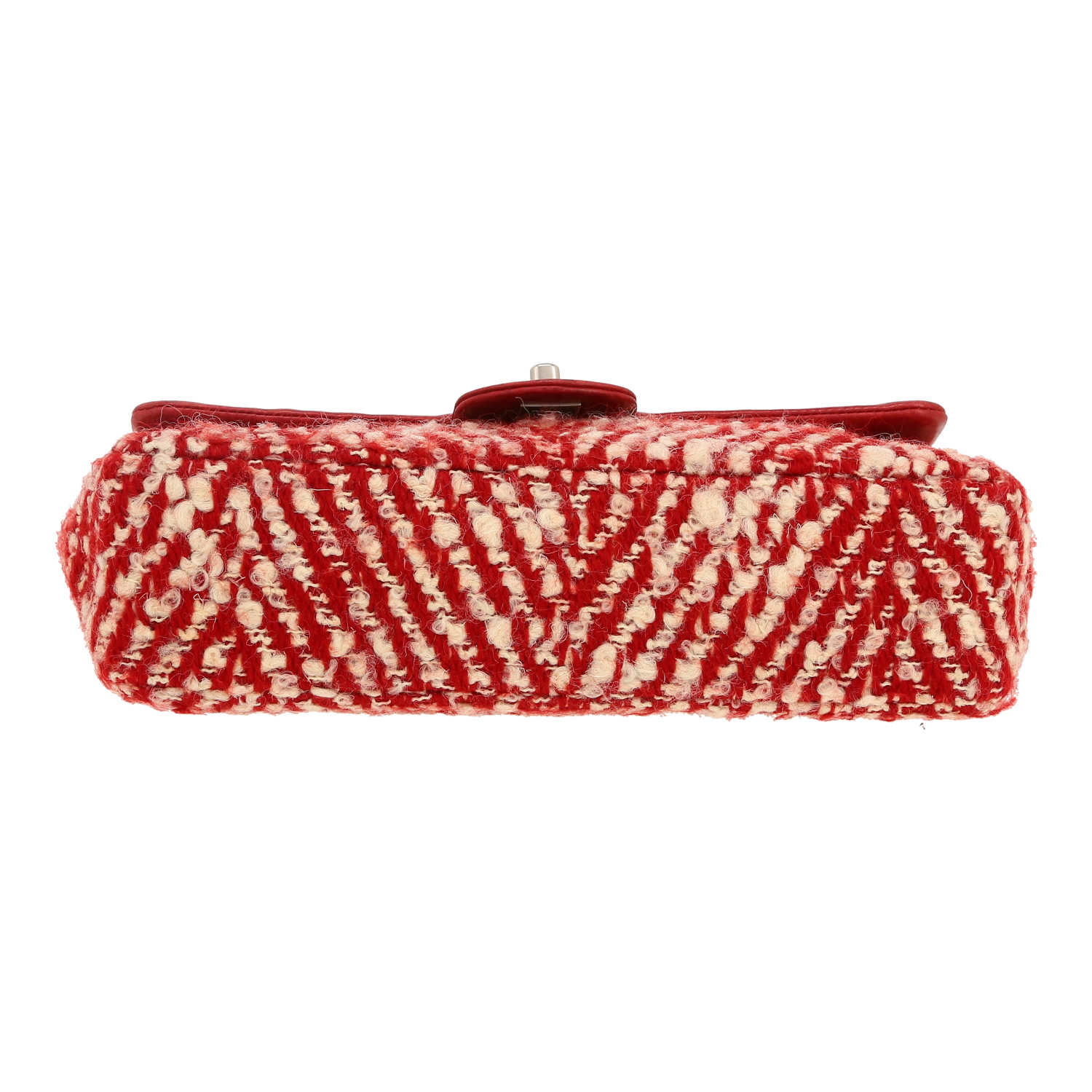 Bolso de mano Chanel  Timeless en tejido de lana rojo y blanco - Detail D1