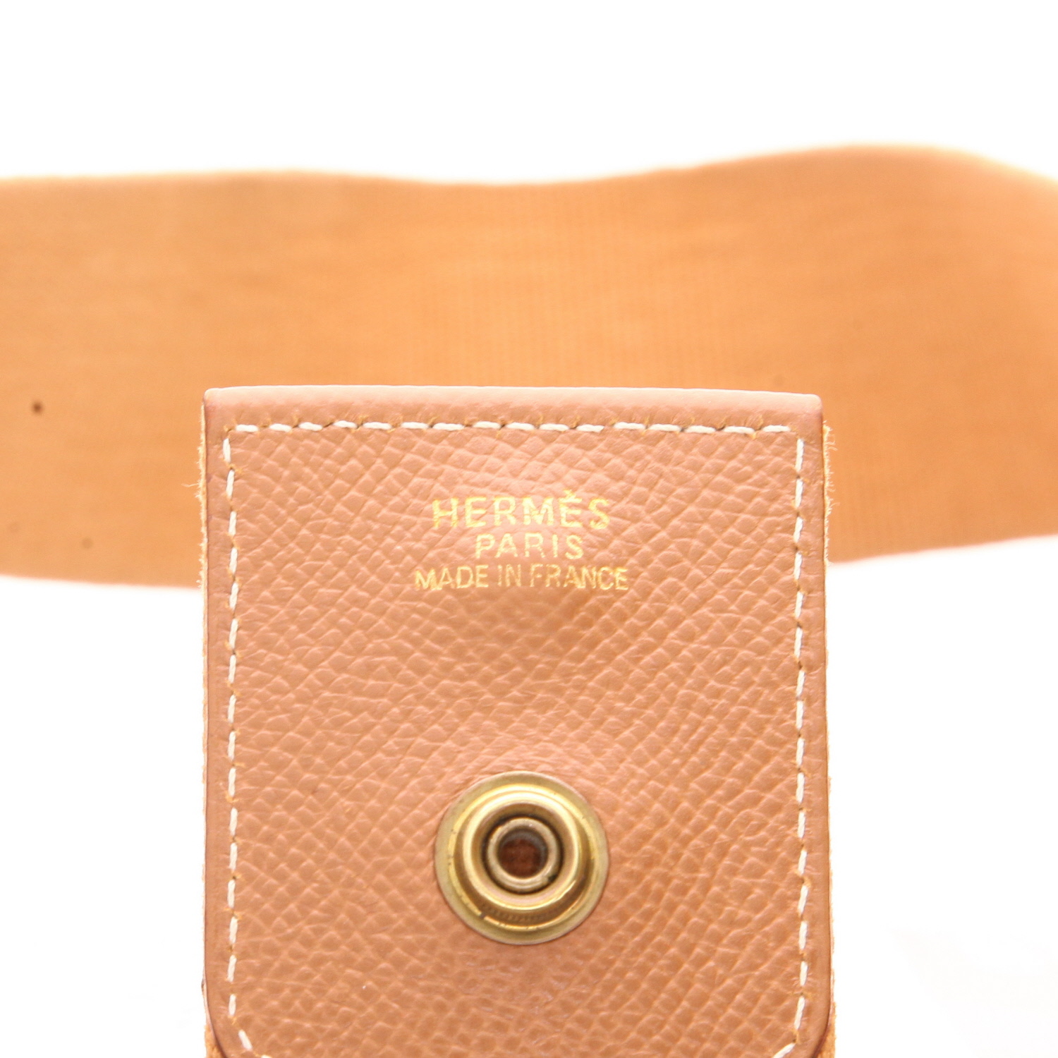 Bolso de mano Hermès  Tsako en cuero Courchevel color oro - Detail D2