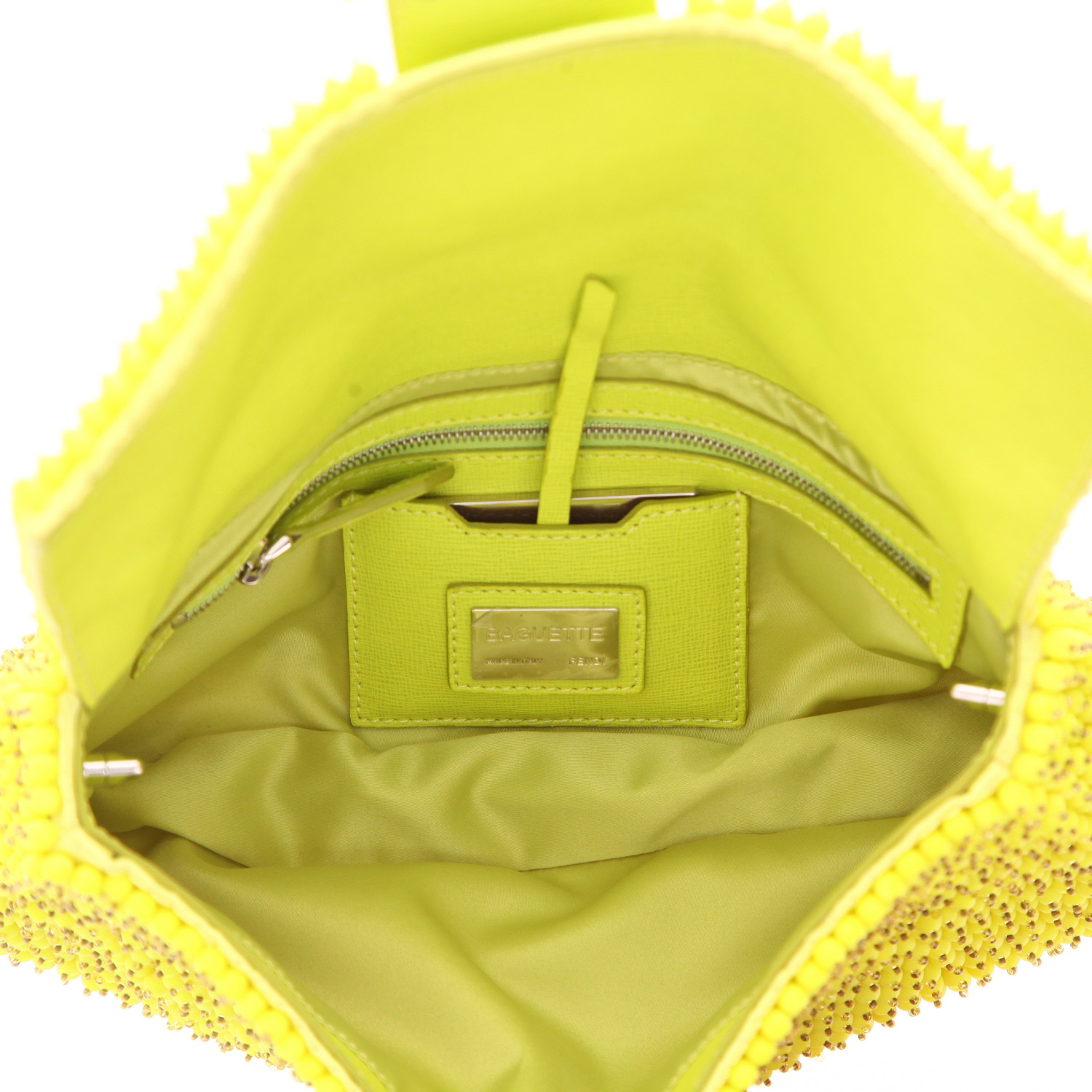 Borsa Fendi  Baguette in tela gialla e pelle gialla - Detail D3