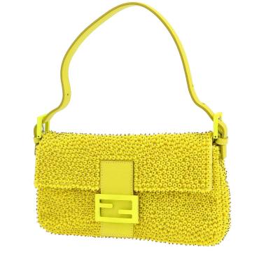 Sac à main Fendi  Baguette en toile jaune et cuir jaune