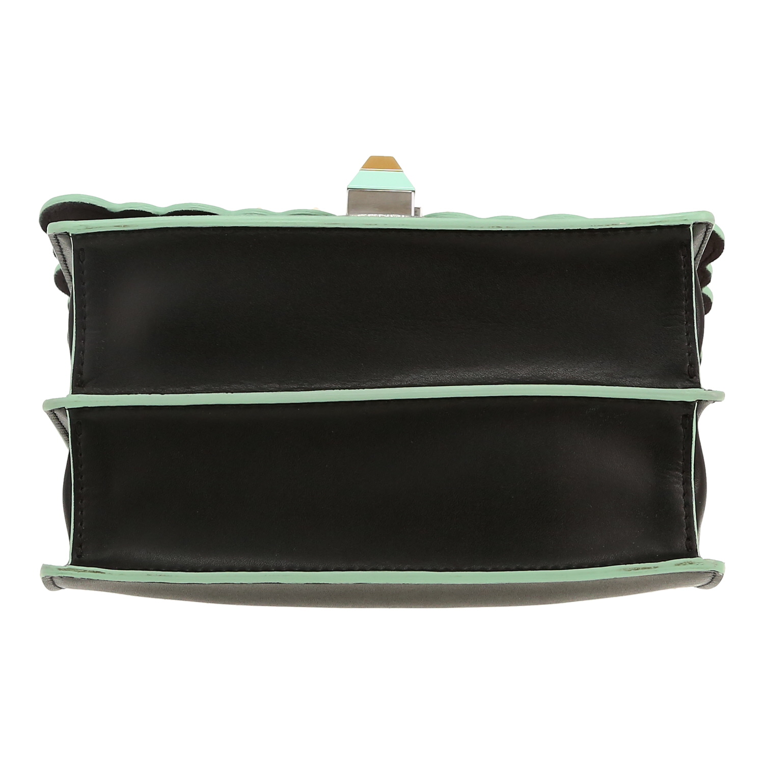 Borsa a tracolla Fendi  Kan I in pelle nera e verde - Detail D1