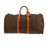 Sac de voyage Louis Vuitton  Keepall 55 en toile monogram marron et cuir naturel - 360 thumbnail
