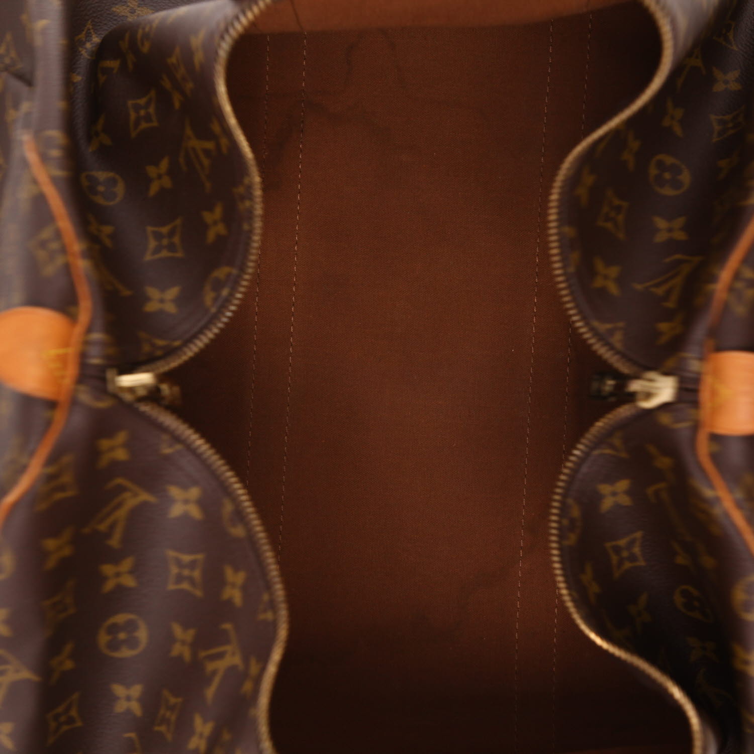 Borsa da viaggio Louis Vuitton  Keepall 55 in tela monogram marrone e pelle naturale - Detail D3